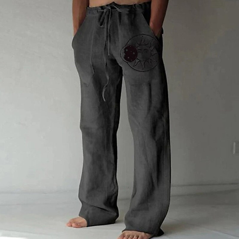 Men's  Drawstring Sun Graphic Stylish Trousers