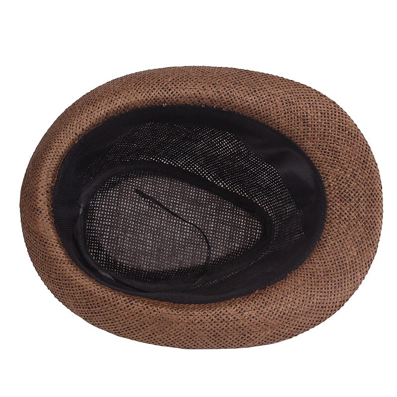 Men's Straw Hat Sun Hat Fedora Trilby Hat Black Brown Polyester Braided Streetwear Stylish 1920s Fashion Daily Outdoor clothing Holiday Plain Sunscreen Breathability