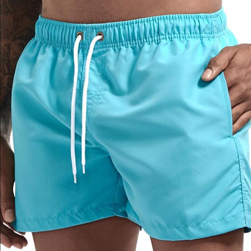Men's Sport Runing Outdoor Pockets Drawstring Breathable Solid Color Shorts 