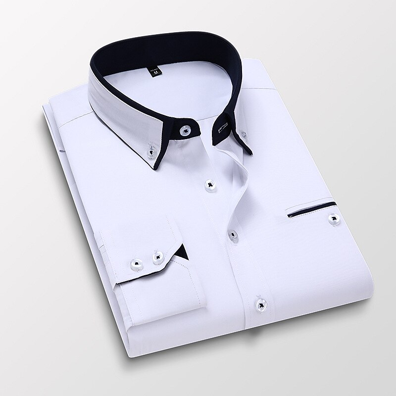 Men's Outdoor Wedding Work Casual Breathable Comfortable Button Light Plain Long Sleeve Shirt