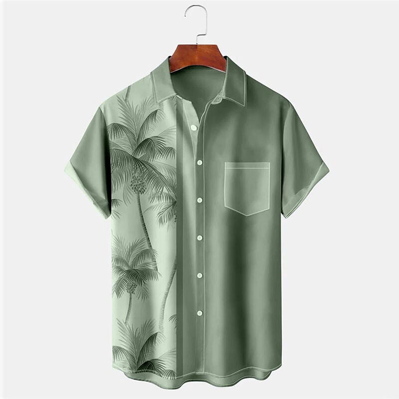 Men's Coconut Tree Graphic Prints Turndown Button-Down Short Sleeves  Hawaiian Shirt