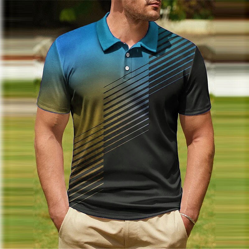 Men's Polo Shirt Golf Shirt Gradient Graphic Prints Geometry Turndown 