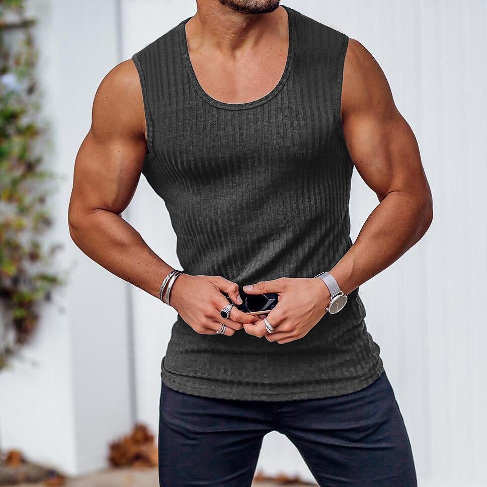 Men's Plain Crew Neck Muscle  Vest