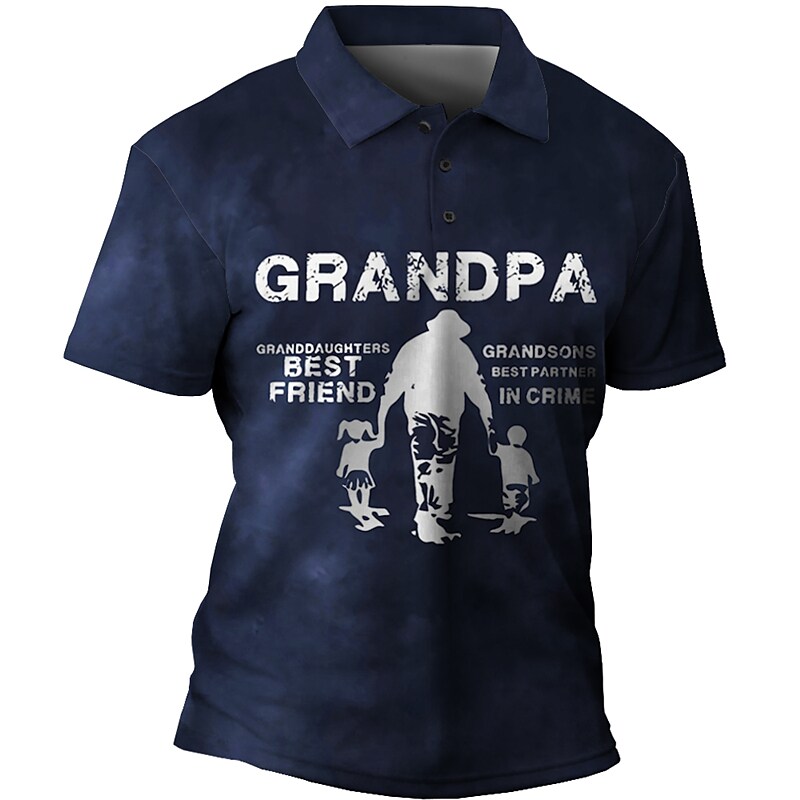 Men's Letter Graphic Prints Father's Day Short Sleeves  Polo Shirt 