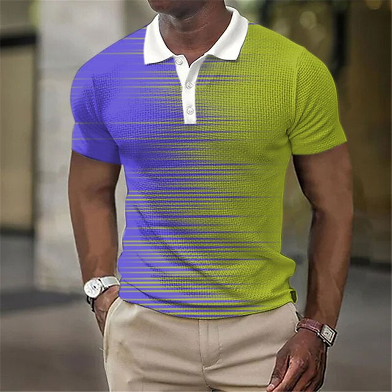 Men's Waffle Outdoor Golf Street Fashion Comfortable Breathable Light Lapel Short Sleeve Polo Shirt