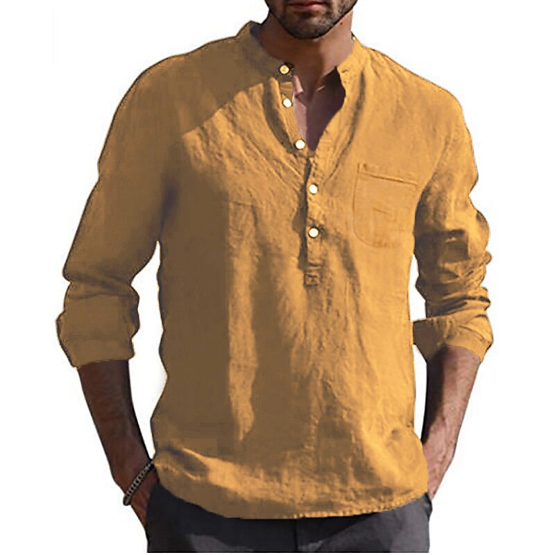 Men's cotton and linen light and comfortable shirt