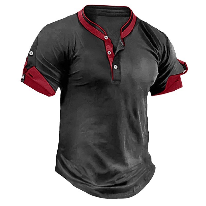 Men's Plain Vacation Short SleevesBasic Henley Shirt