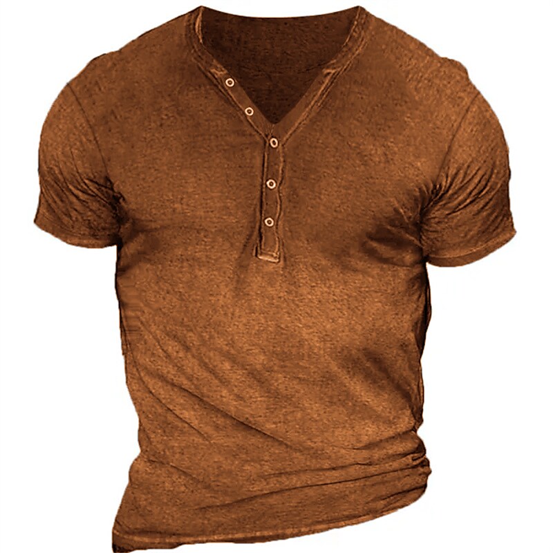 Men's Plain Street Vacation Short Sleeves Henley Shirt