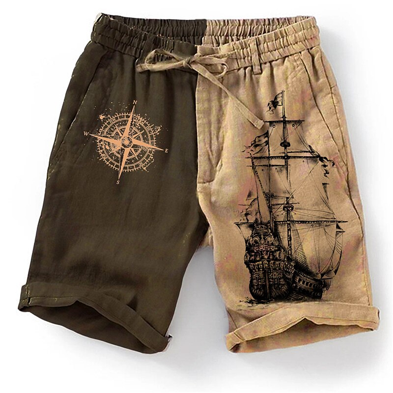 Men's Outdoor Beach Hawaiian Vacation Breathable Drawstring Comfortable Light Pattern Print Shorts