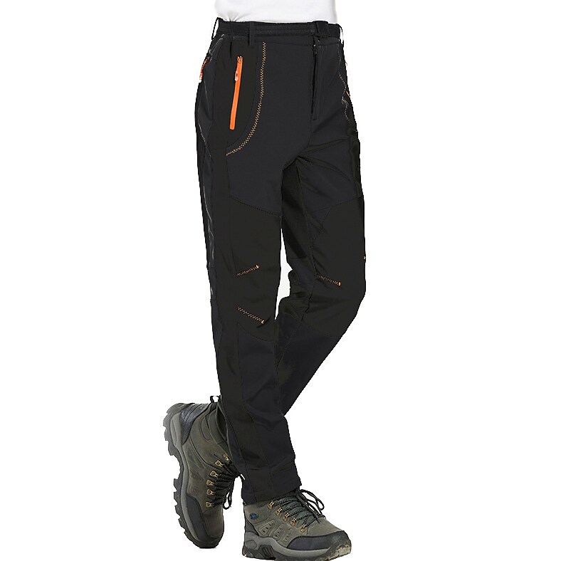 Men's Fleece Lined Pants Waterproof Hiking Pants Trousers Softshell Pa