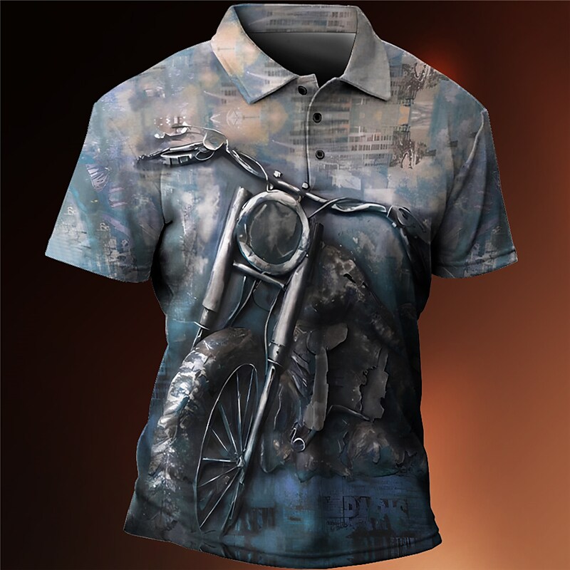Men's Outdoor Vintage Sport Street Comfortable Wear Resistant Breathable Letter Print Lapel Short Sleeve Polo Shirt