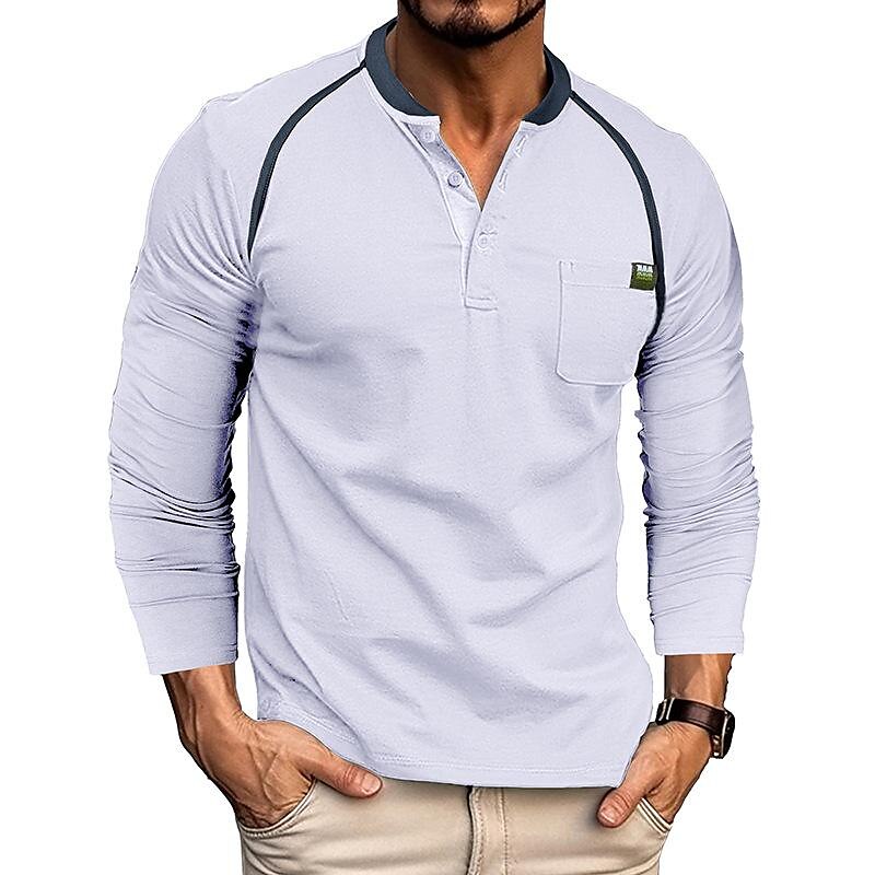 2023 Men's Long-Sleeved Henley Shirt