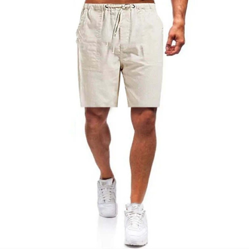 Men's  Linen Drawstring Elastic Waist Plain Shorts