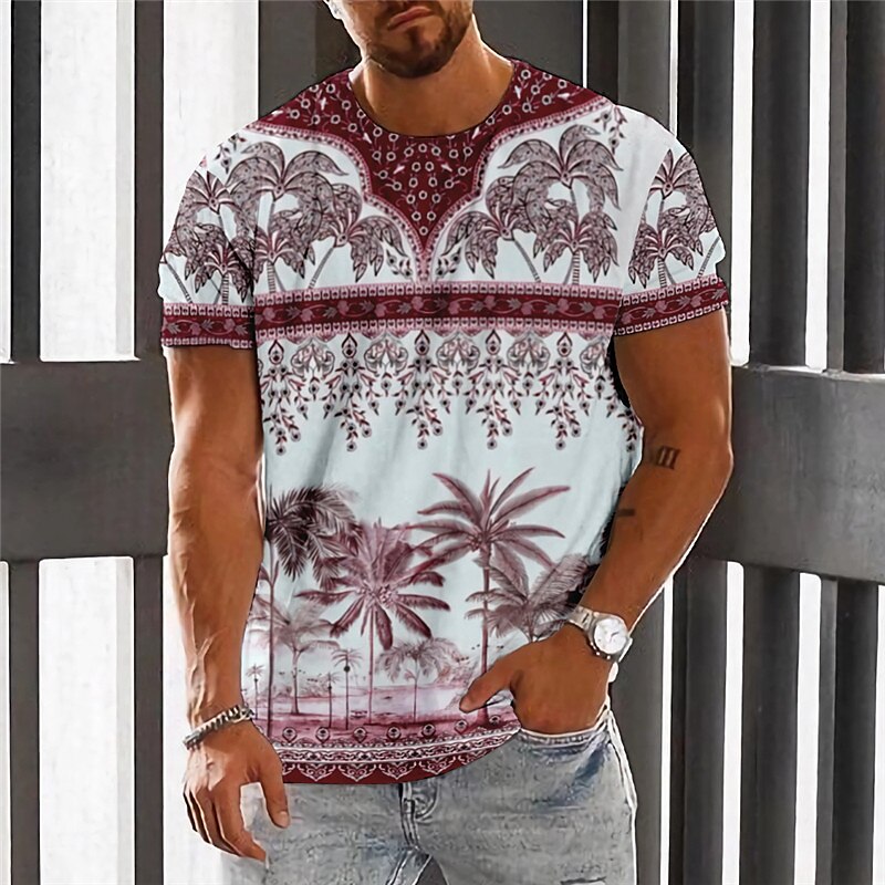 Men's  Graphic Coconut Tree Crew Neck 3D Print  Vintage Short Sleeve T-shirt 