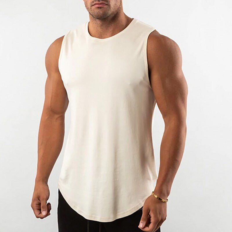 Men's Muscle  Plain Crew Neck Outdoor Classic Style Sleeveless   Vest