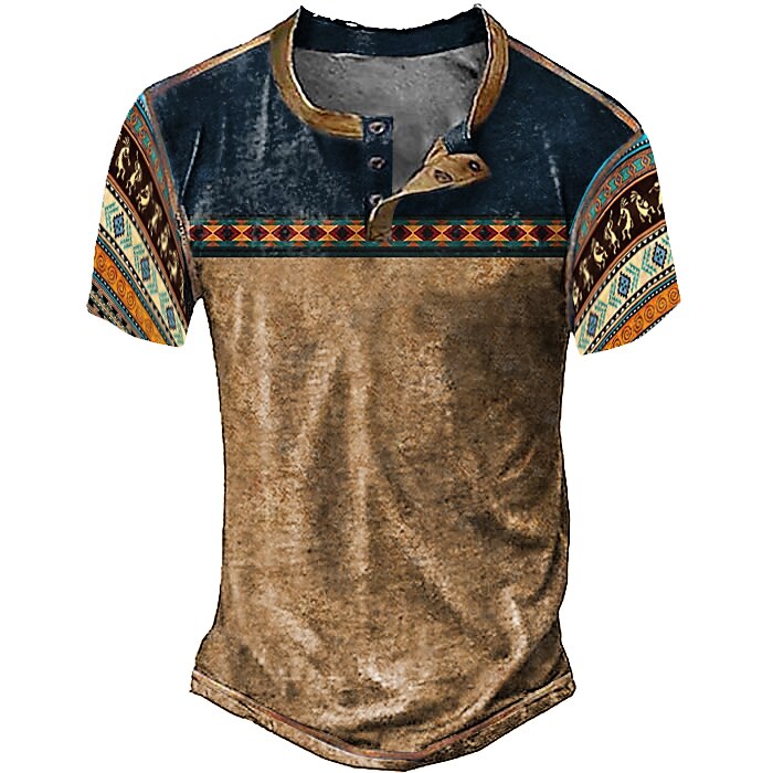 Men's T shirt Tee Graphic Prints V Neck Blue Khaki Casual Daily Sleeveless Print Clothing Apparel Cool Casual