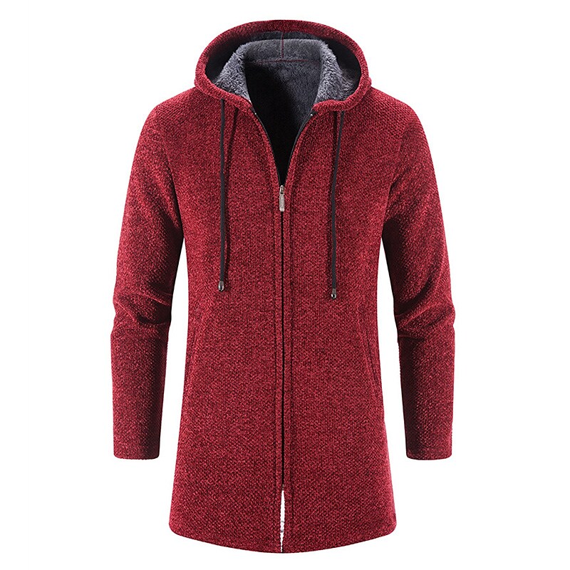 Men's Sweater Cardigan Sweater Sweater Hoodie Zip Sweater Sweater Jacket Ribbed Knit Tunic Knitted Solid Color Hooded 