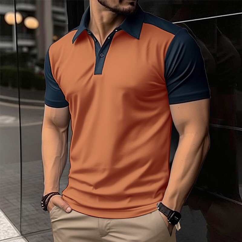 Men's Casual Holiday Lapel Classic Basic Short Sleeve Polo Shirt