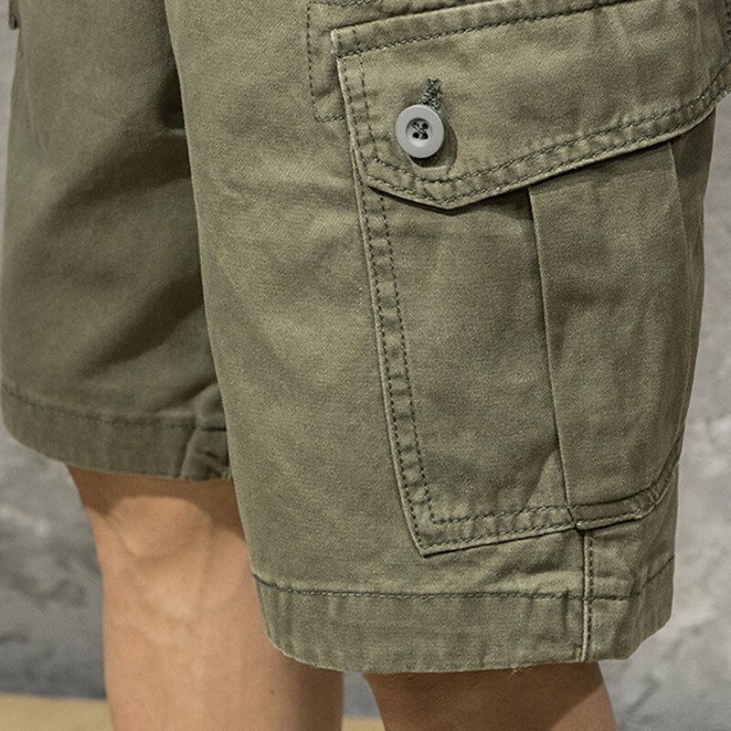 Men's Cargo  Flap Pocket Plain Comfort Breathable Outdoor Shorts 