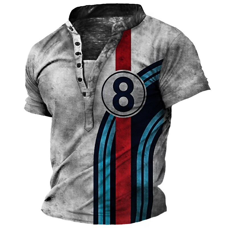 Men's Vintage Racing Number Print Comfortable Long Sleeve T-Shirt