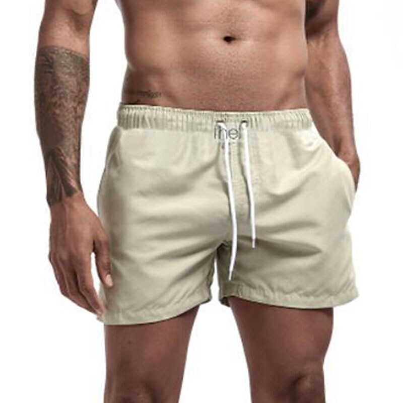 Men's Sport Runing Outdoor Pockets Drawstring Breathable Solid Color Shorts 