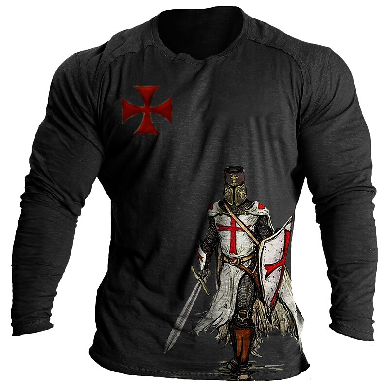 Men's Crusader Templar Vintage Print T-Shirt