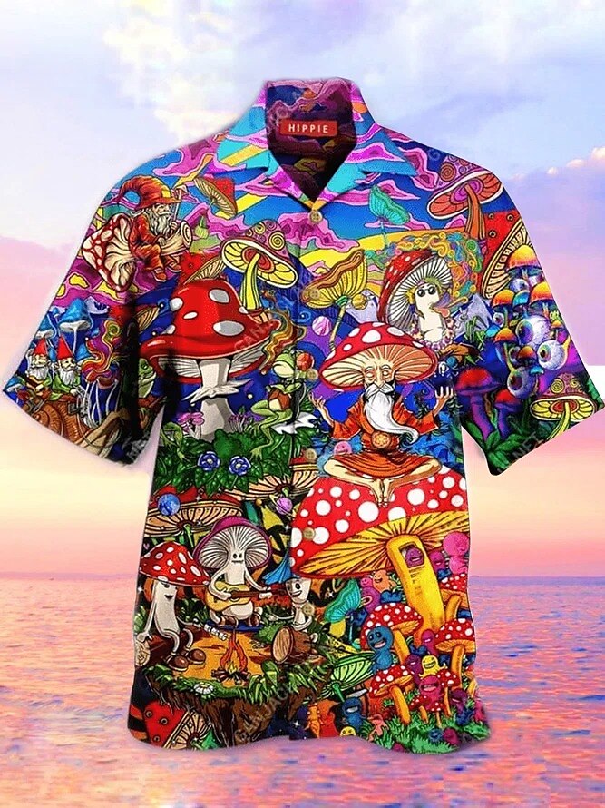 Men's Outdoor Beach Hawaiian Holiday Breathable Comfortable Light Prints Short Sleeve Shirt