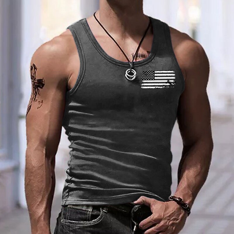 Men's Flag Crew Neck Sleeveless Undershirt 