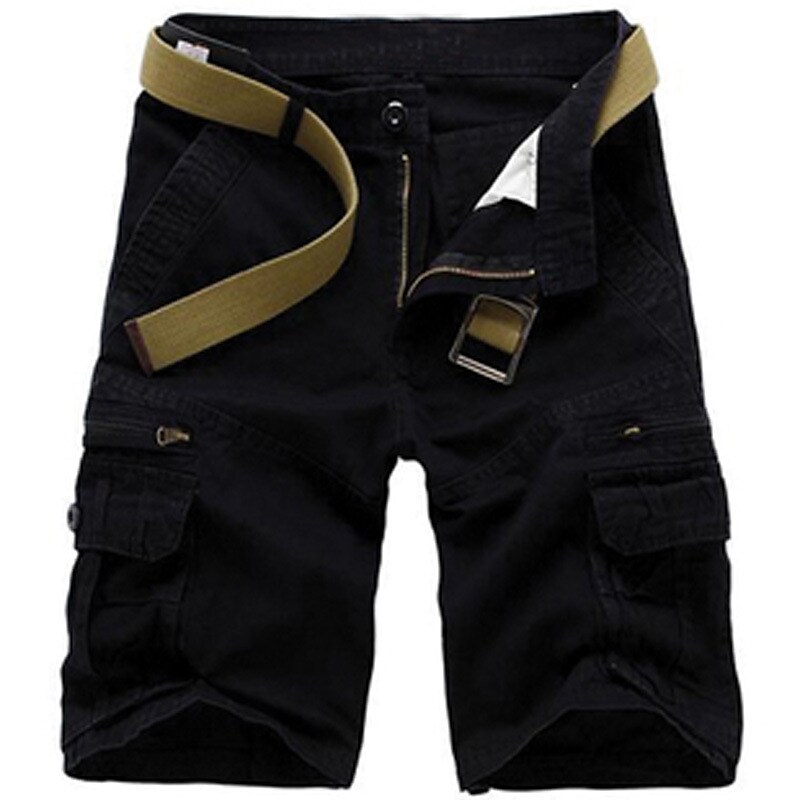 Men's  Multi Pocket Straight Leg Solid Colored Comfort Wearable Knee Length Outdoor Cargo Shorts