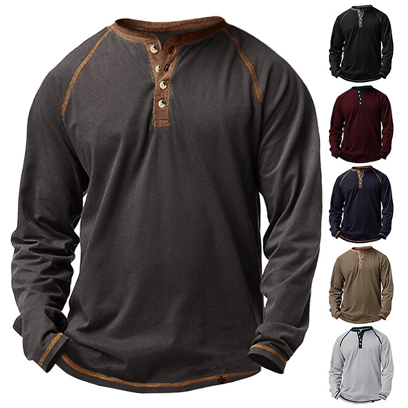Men henry men's t-shirt long-sleeved european and american round neck 