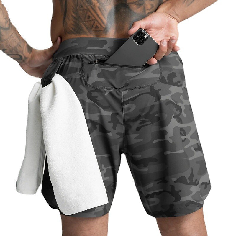 Men's Drawstring Elastic Waist Solid Color Breathable Quick Dry Active Shorts