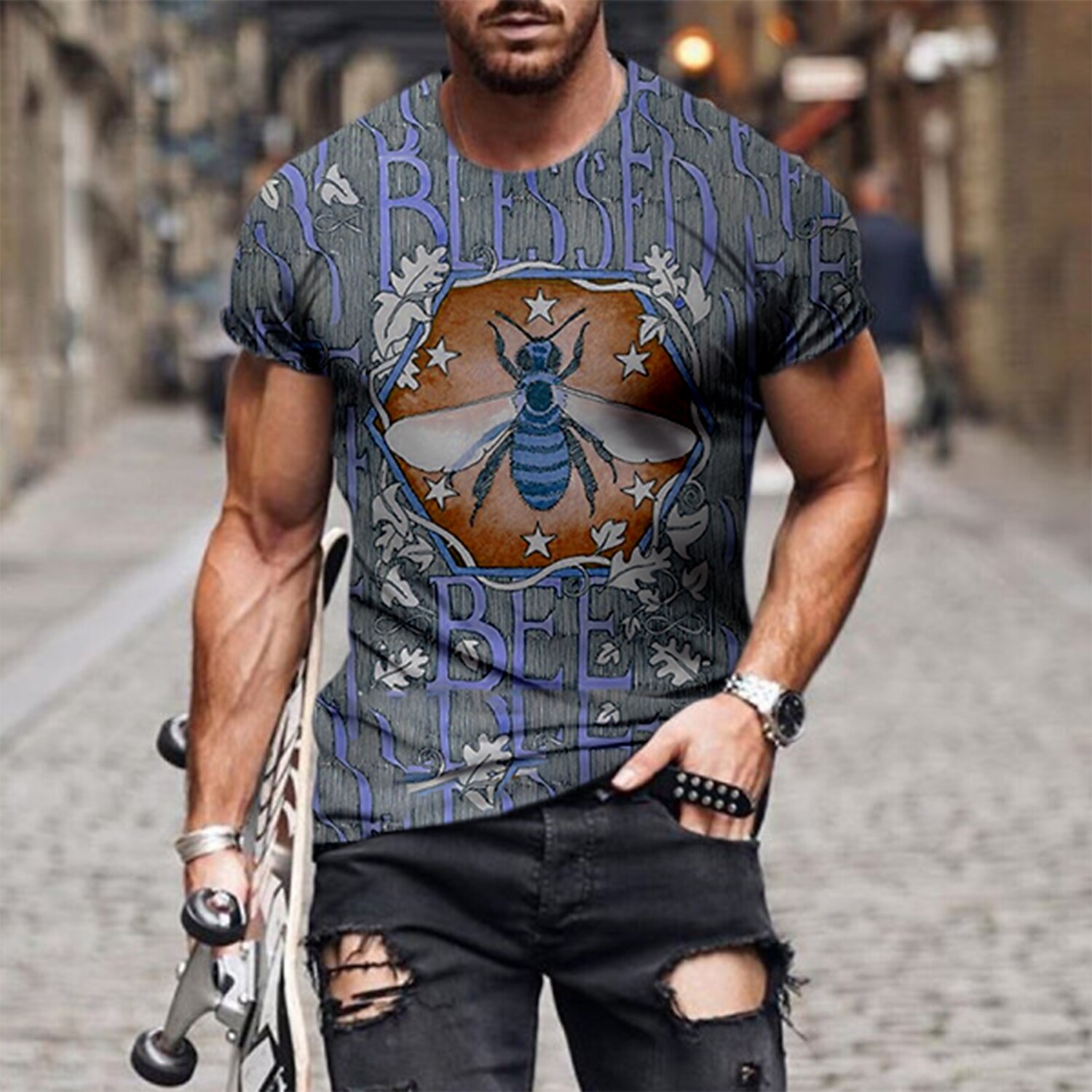 Men's  Graphic Animal Tiger Crew Neck 3D Print Plus Size Casual Short Sleeve Basic T-shirt  