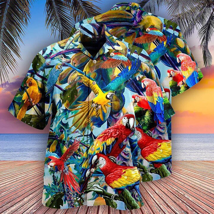 Men's Outdoor Beach Holiday Casual Fashion Breathable Comfortable Light Print Short Sleeve Shirt