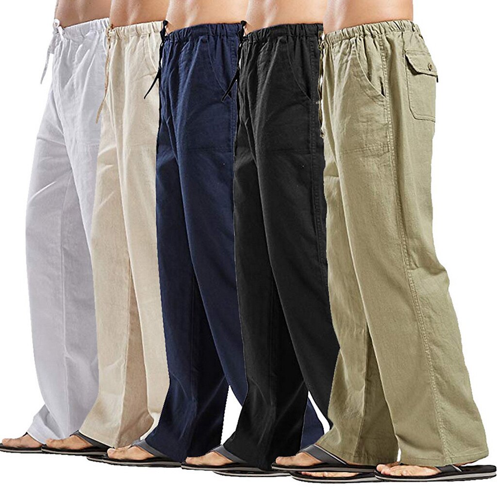 Men's cotton and linen light and comfortable trousers