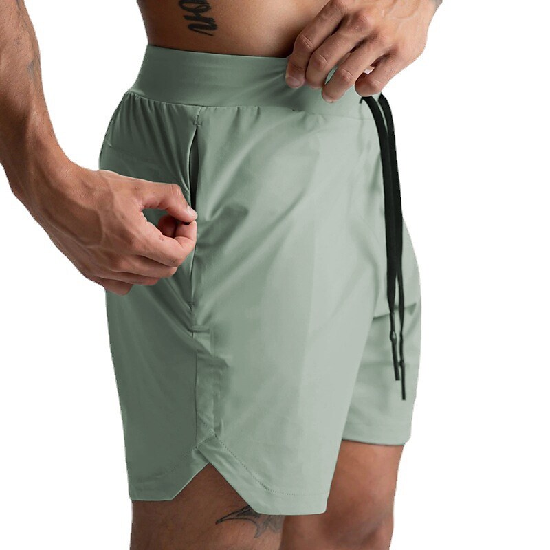 Men's Drawstring Elastic Waist Solid Color Breathable Quick Dry Active Shorts