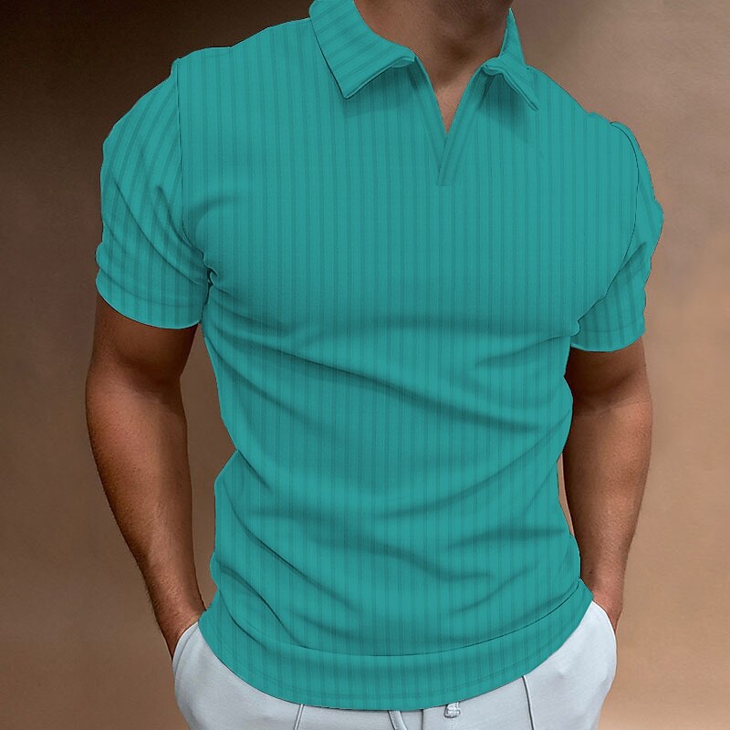 Men's Outdoor Golf Street Casual Breathable Comfortable Light Plain V Neck Short Sleeve Polo Shirt