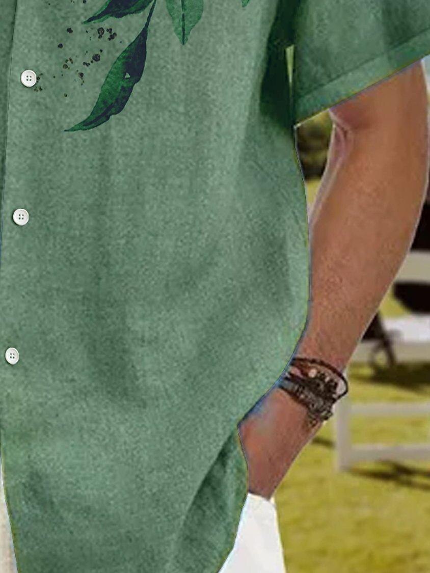 Men's Outdoor Holiday Casual Hawaiian Fashion Street Breathable Comfortable Light Print Short Sleeve Shirt