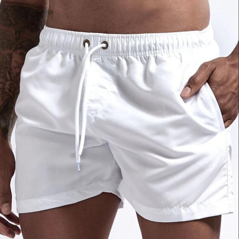 Men's Sport Runing Outdoor Pockets Drawstring Breathable Solid Color Shorts 