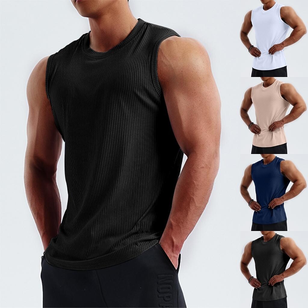 Men's Gym Athletic Breathable Moisture Wicking  Running Sleeveless Vest 