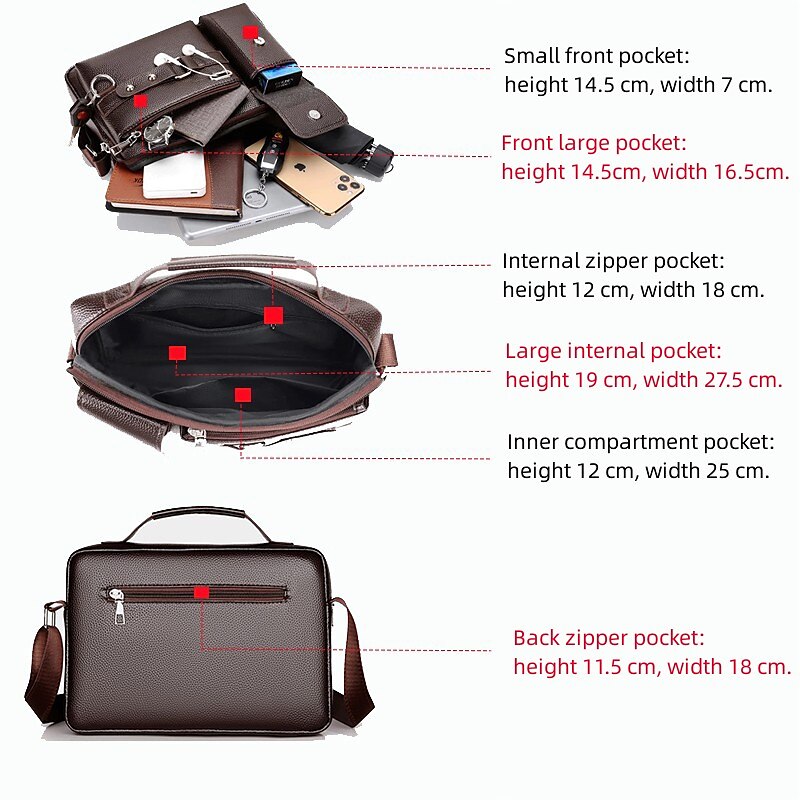 Laptop Shoulder Bags NA inch Compatible with Macbook Air Pro, HP, Dell, Lenovo, Asus, Acer, Chromebook Notebook Travel Bag With Handle Anti-theft Zipper Adjustable Shoulder Strap PU Leather Solid