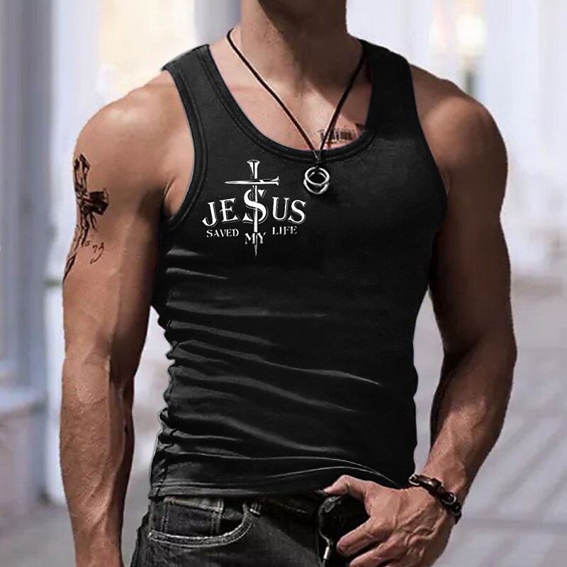 Men's Vintage Jesus Is My Savior  Undershirt  Tank Top