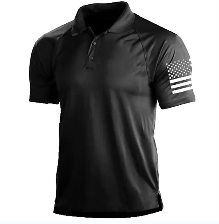 Men's Block Turndown Casual Short Sleeve Polo Shirt