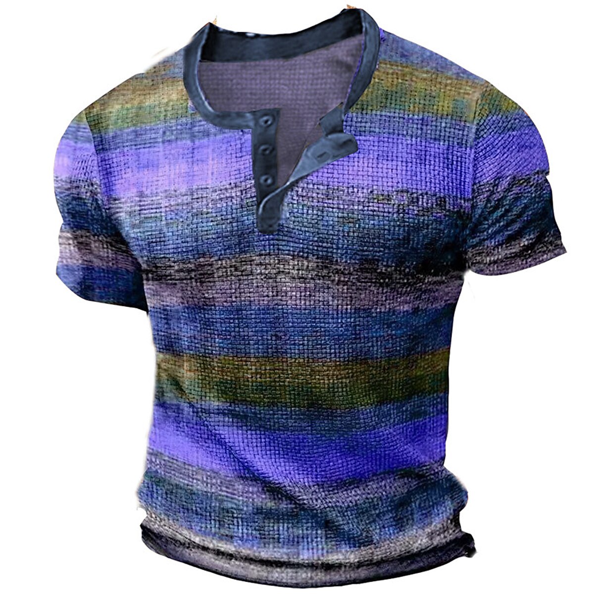 Tee Graphic Color Block Henley Clothing Apparel 3D Button Designer Basic