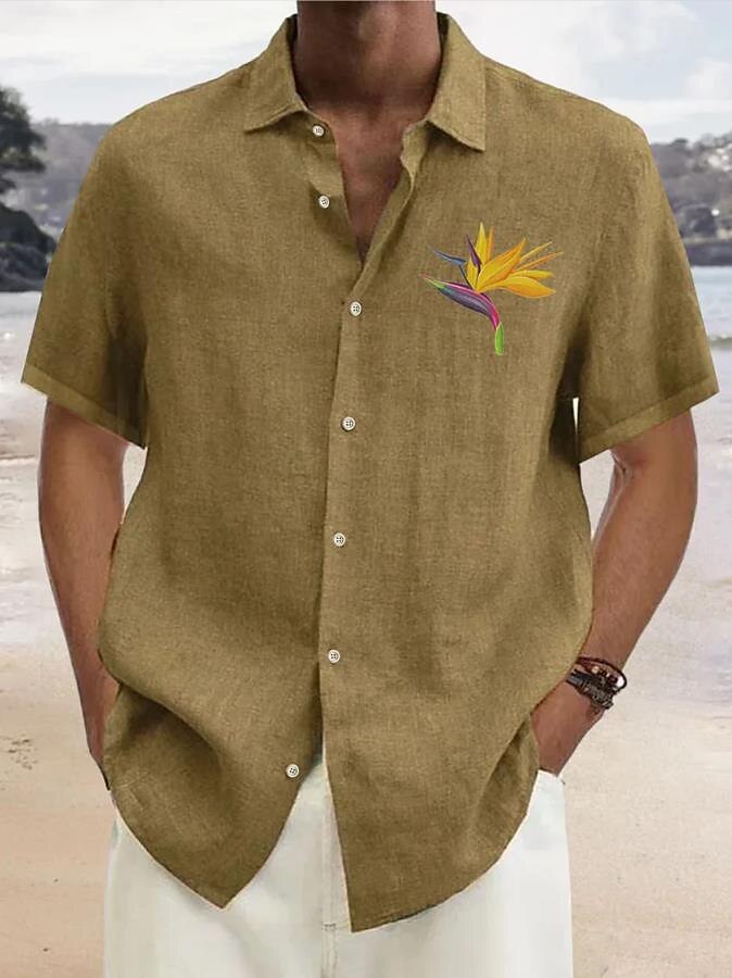 Men's Outdoor Holiday Casual Hawaiian Fashion Street Breathable Comfortable Light Print Short Sleeve Shirt