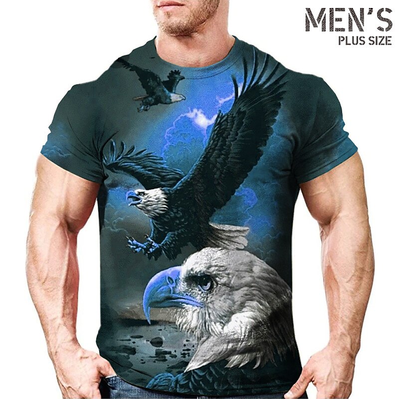 Men's Plus Size  Graphic Crew Neck Short Sleeve T-shirt