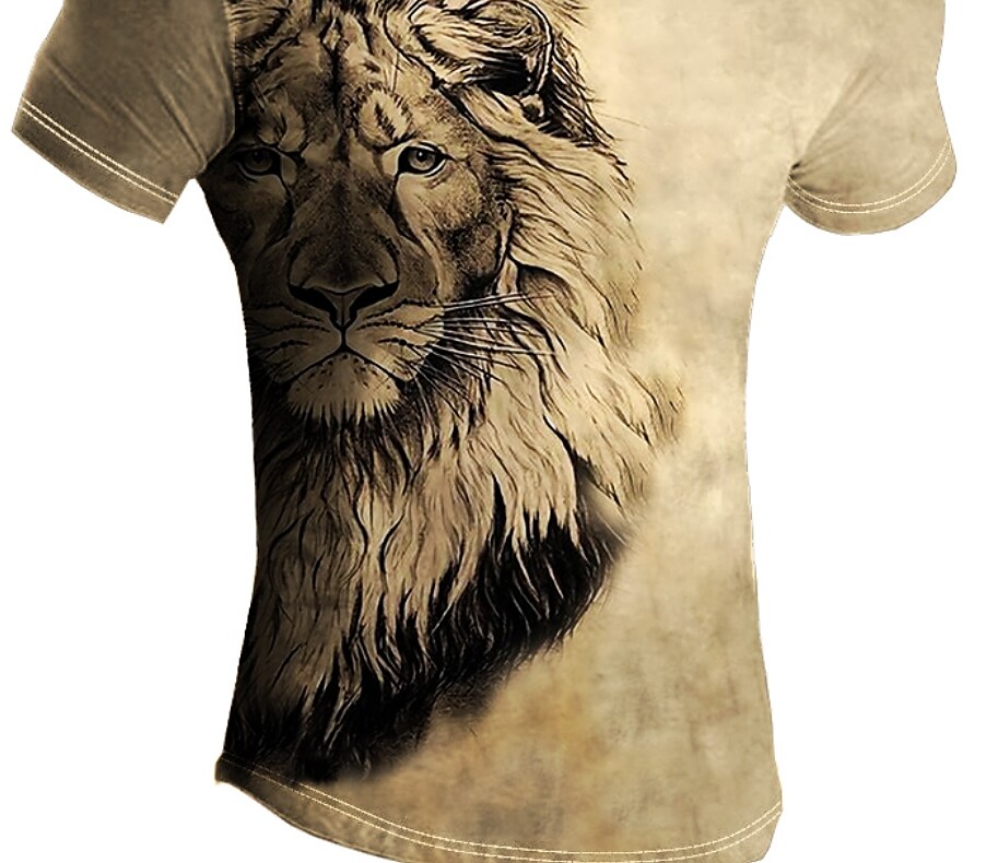 Men's  Animal Crew Neck  Short Sleeve T-shirt