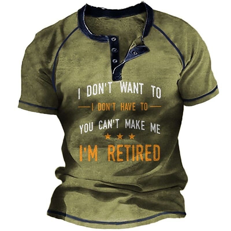 Men's  Letter Print Short Sleeve Henley Shirt