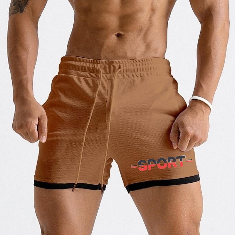 Men's Running  Gym Drawstring Side Pockets Shorts Athletic Breathable Soft Quick Dry  Shorts
