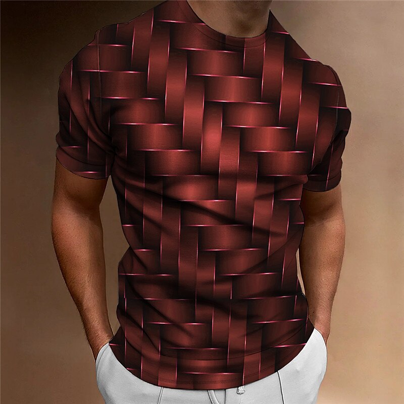 Men's T shirt Tee Graphic Geometric Crew Neck Clothing Apparel 3D Print Outdoor Daily Short Sleeve Print Fashion Designer Vintage