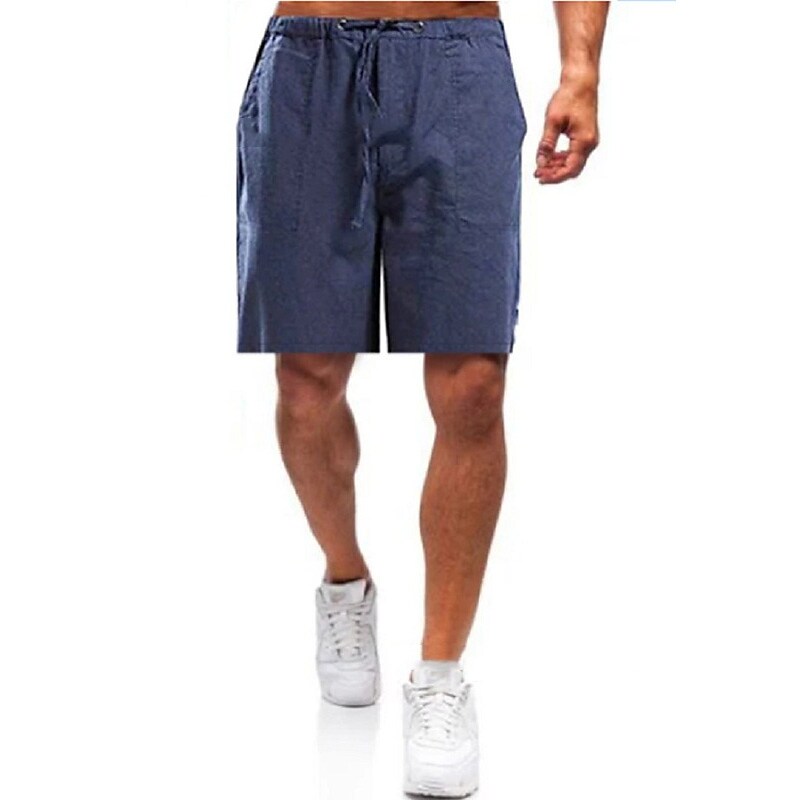 Men's  Linen Drawstring Elastic Waist Plain Shorts